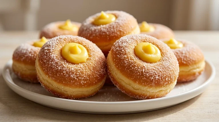 Italian custard-filled fried donuts dusted with powdered sugar