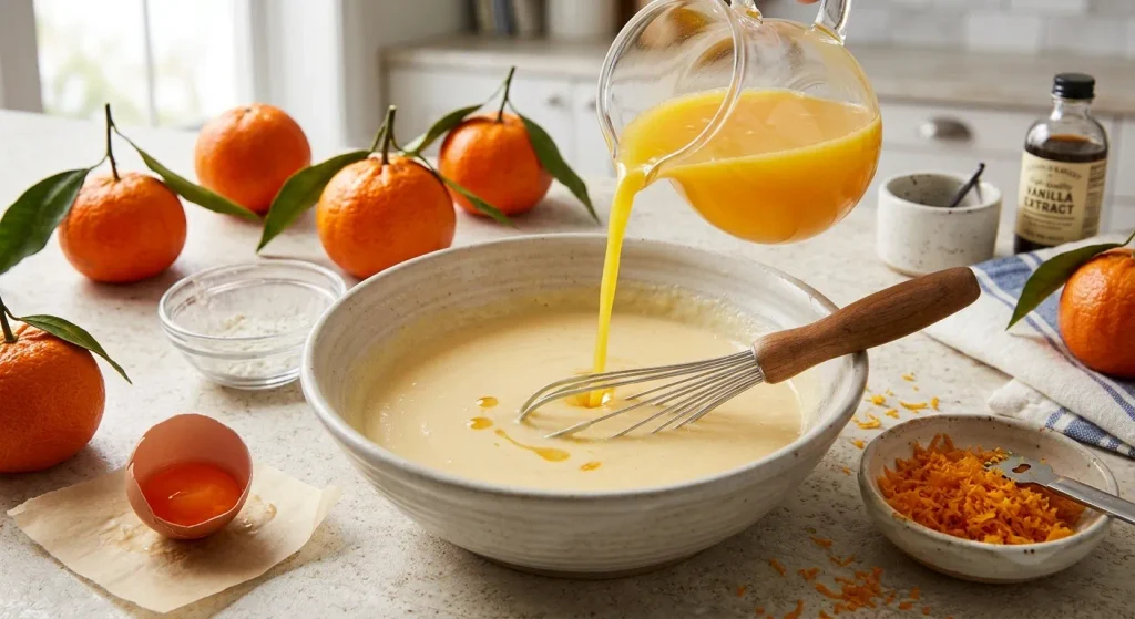 Fresh mandarin juice and zest added to the custard mixture