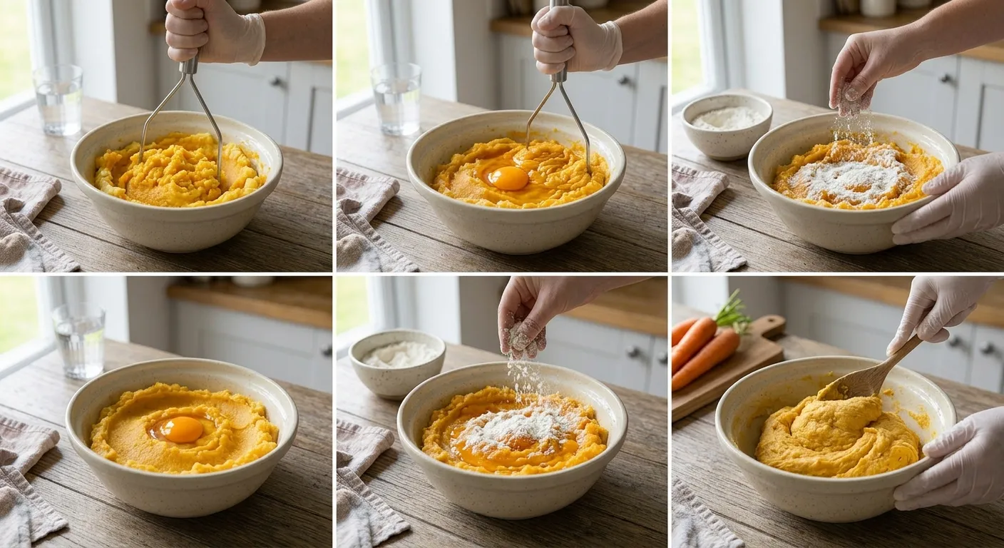 Carrot and potato mixture for homemade carrot gnocchi