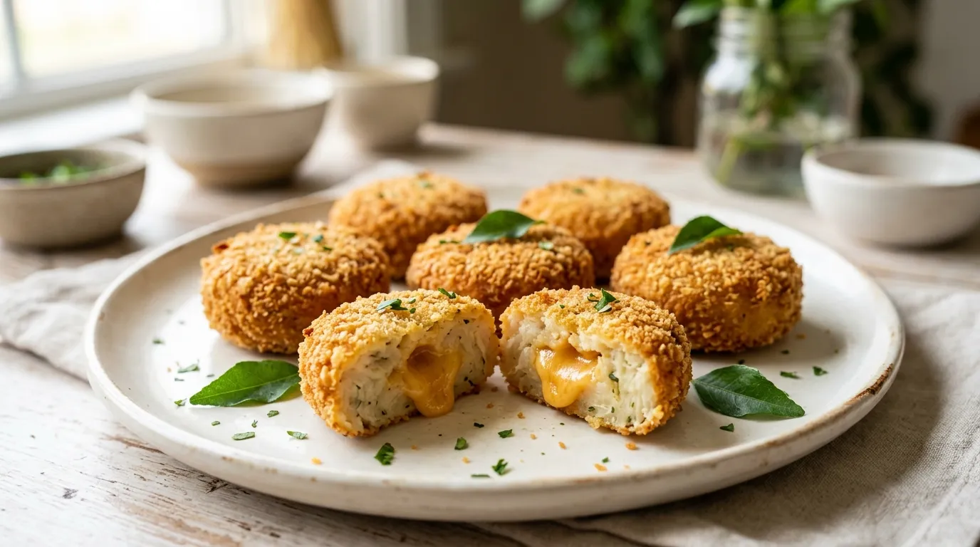 Crispy cassava cheese cutlets filled with cheddar cheese