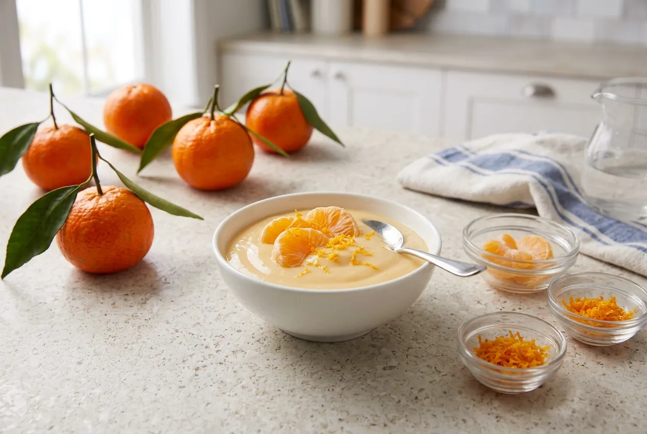 Mandarin cream recipe with fresh mandarin segments and citrus zest