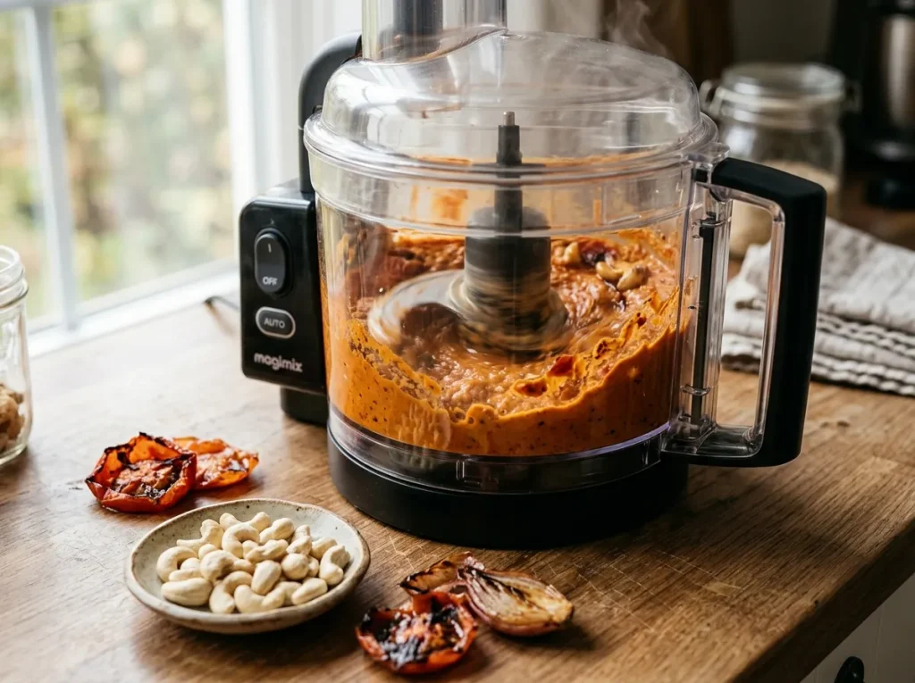 Roasted tomatoes garlic shallots and cashews blended into masala paste